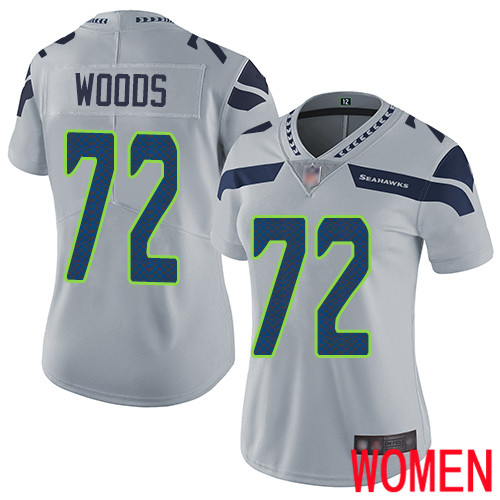 Seattle Seahawks Limited Grey Women Al Woods Alternate Jersey NFL Football #72 Vapor Untouchable